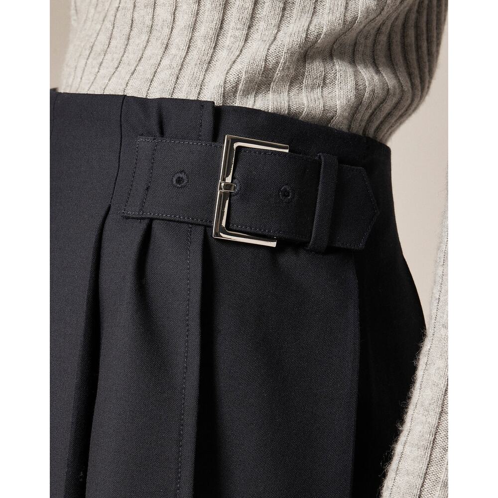 J. Crew Women's Pleated Mini Skirt with Buckle Detail Navy Size 14 NWT - Picture 3 of 12